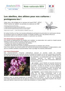 Note nationale BSV – Abeilles